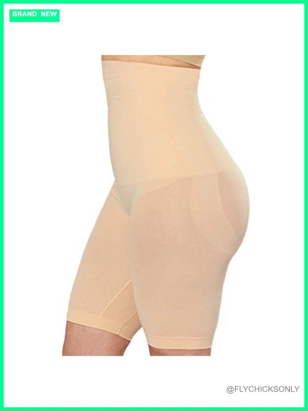 High-Waisted Seamless Shapewear Shorts with Silicone Grip, Nylon Spandex Tummy